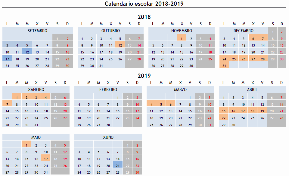 2018 2019 calendario escolar
